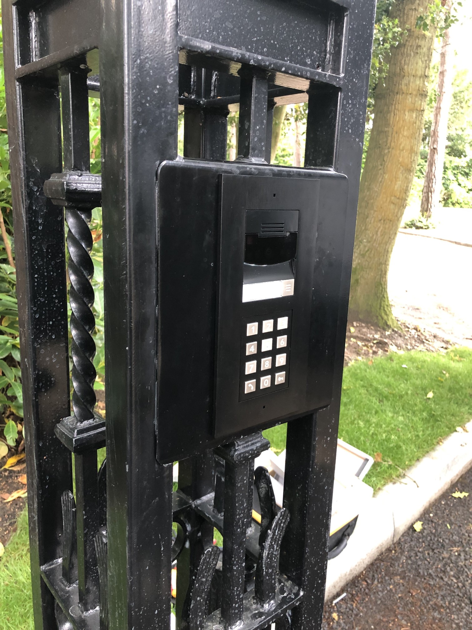 Security keypad on a outside gate